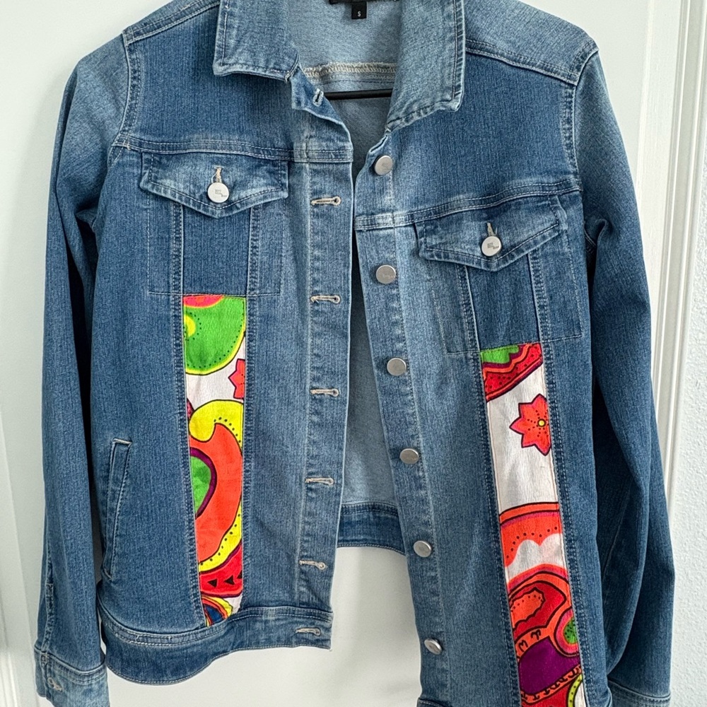 Colorful Denim Jacket with Paisley Accents